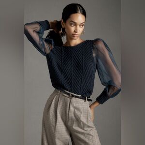 Anthropologie Maeve Cable Twofer Sweater Vest